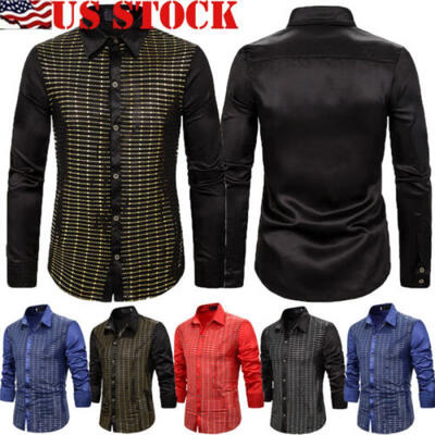 

Fashion Mens Luxury Long Sleeve Shirt Casual Slim Fit Stylish Dress Shirts Tops