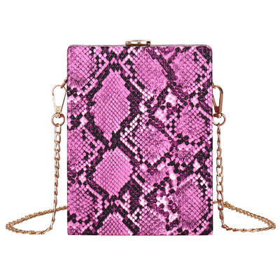 

Snake Print Shoulder Handbags Leather Women Chain Box Bags Crossbody Packs