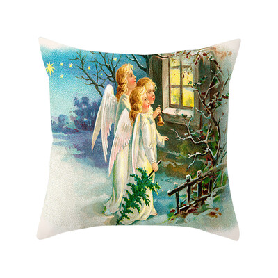 

Siaonvr Christmas Series Home Decor Polyester Peach Skin Pillow Case 18x18in