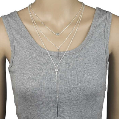 

Women Fashion New Jewelry Accessoreis Three Layers Necklace Simple Style Clavicle Chain