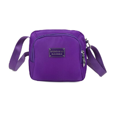 

New Fashion Women Crossbody Bag Nylon Waterproof Zipper Fastening Pockets Solid Shoulder Bag