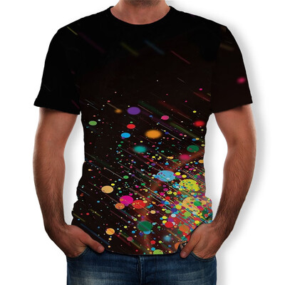 

Toponeto Men Funny 3D Color Print Round Neck Short Sleeve T Shirt Tops Daily Blouse Tee