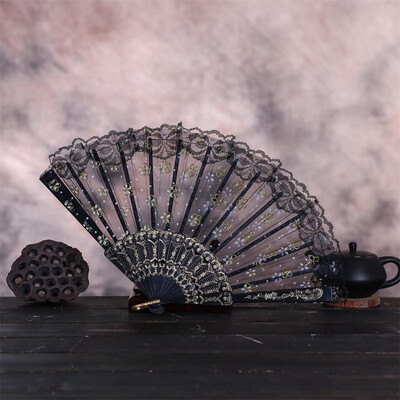 

Siaonvr 2PCBest Chinese Style Dance Wedding Party Lace Silk Folding Hand Held Flower Fan