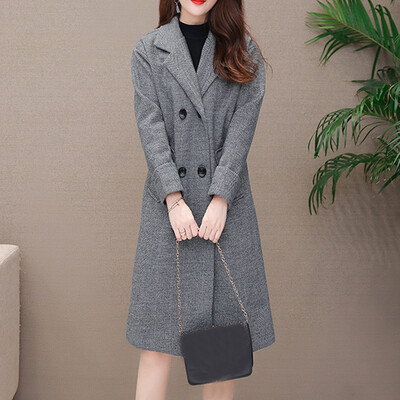 

Toponeto Women Work Solid Vintage Winter Office Long Sleeve Button Woolen Jacket Coat