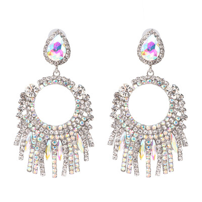

2019 New Colorful Flower Big Brand Design Luxury Starburst Pendant Crystal Drop Earrings Gem Statement Jewelry