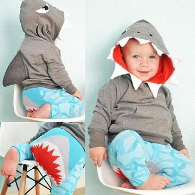 

Casual Toddler Kids Boys Shark Hooded Tops Hoodie Pocket Jacket Coat Outerwear