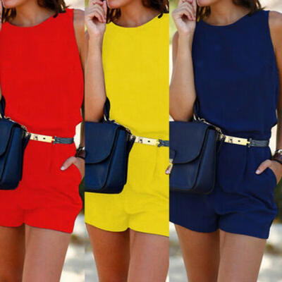 

US Women Casual Sleeveless Bodysuit Romper Ladies Jumpsuit Short Pants Playsuits