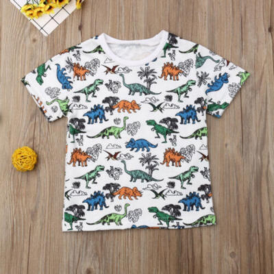 

UK Summer Toddler Kid Baby Boy Cotton Short Dinosaur Printing T-shirt Outfits