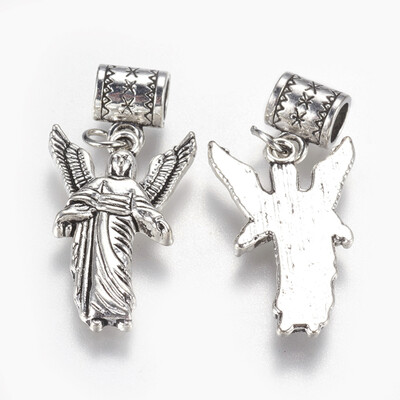 

Alloy European Dangle Beads Large Hole Pendants Saint Antique Silver 38mm Hole 5mm Pendant 26x165x3mm