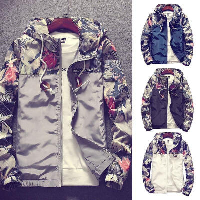 

Men Slim Stand Collar Jackets Fashion Sweatshirt Jacket Tops Casual Coat Outwear Floral