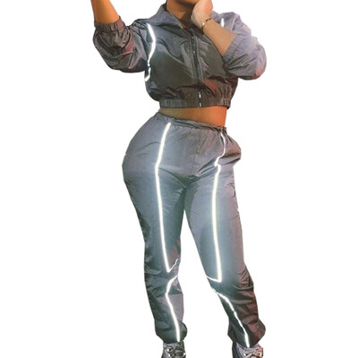 

Women Two Pieces Jogging Suit Pact work Crop Top Jacket Sweatshirts