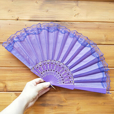 

Siaonvr Chinese Style Lace Hand Held Folding Fan Dance Party Wedding Decor