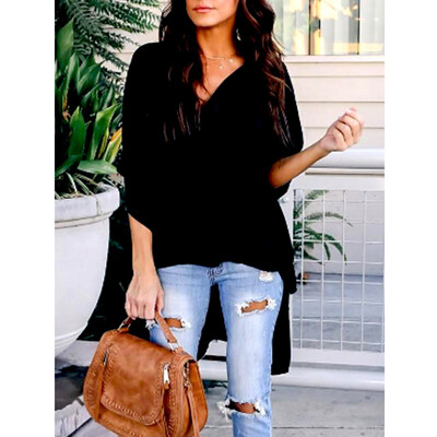 

Women T-shirt Bat sleeve Casual Solid Loose Short Sleeve Long T Shirts Tops Tees Streetwear -XXL Female T-shirt