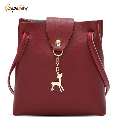 

Fashion PU Leather Fawn Crossbody Bucket Bag for Women