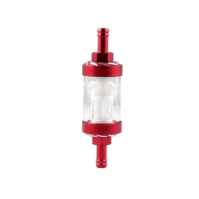 

CNC Universal Motorcycle Accessories Aluminum Alloy Gas Fuel Oil Filter Transparent Plastics Tube Removable&Washable Red