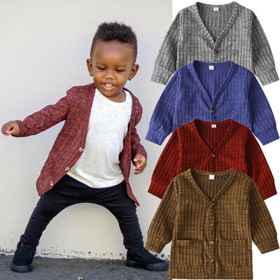 

Toddler Infant Baby Boys Girls Cardigan Crochet Sweater Knitted Sweatshirt