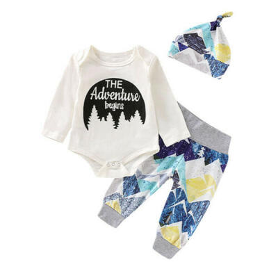 

US Newborn Baby Girl Boy Clothes Jumpsuit Romper Pants Bodysuit Outfits Set 3pcs