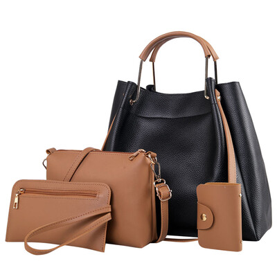 

Tailored 4Pcs Women Fashion Pattern Solid Fringe Purse Messenger BagHandbagWallet