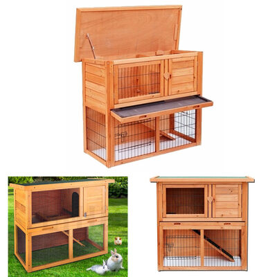 

Ktaxon 36" Wooden Rabbit Hutch Chicken Coop Wood Hen House Poultry Pet Cage 2 Tiers