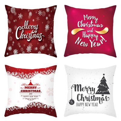 

Siaonvr 4PC Merry Christmas Short Plush Pillowcase Sofa Pad Set Home Decoration 18x18 In