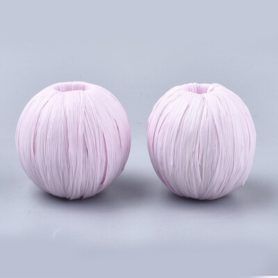 

Handmade Raffia Woven Beads with Wood Inside Round Pink 2830x2830mm Hole 9mm