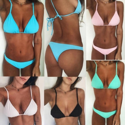 

Swimwear Women Triangle Bikini Set Bandage Push-Up Swimsuit Bathing Beachwear