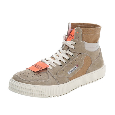 

Autumn new leather canvas shoes mens high-top casual Martin boots