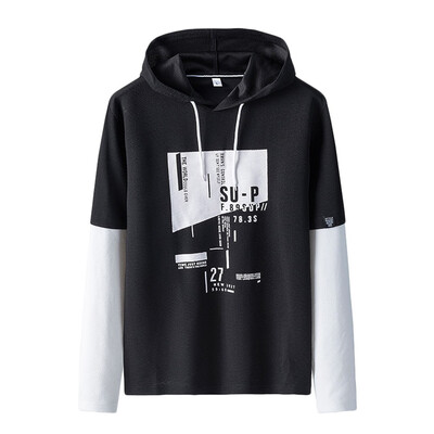 

Toponeto Mens New Fashion Autumn Winter Hooded Long Sleeved Jacket Stitching Color Tops