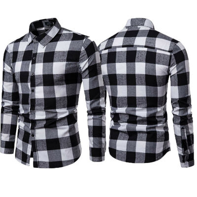 

New Mens Long Sleeve Plaid Shirts Flannel Bisiness Dress Shirt Tops T-shirt