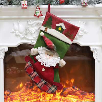 

Gobestart Candy Bag Christmas Gifts Tree Ornament Stocking Santa Claus Snowman Sock Decor