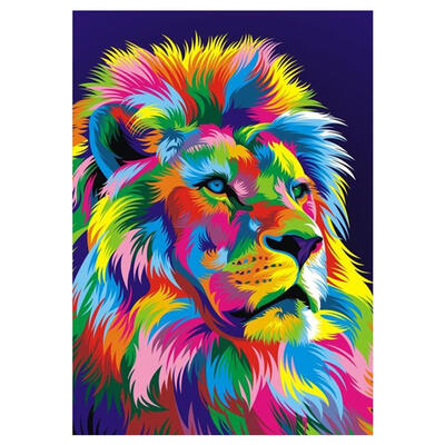 

5D DIY Diamond Painting Colorful Lion Cross Stitch Embroidery Rhinestones