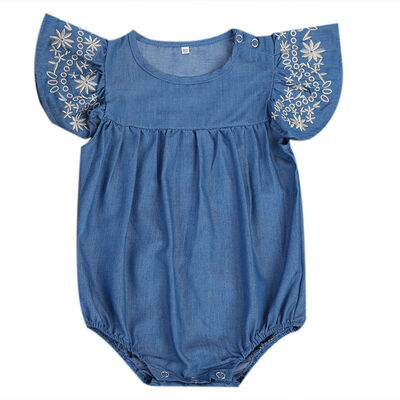 

Newborn Baby Girl Kid Denim Romper Jumpsuit Bodysuit Outfit Sunsuit Clothes