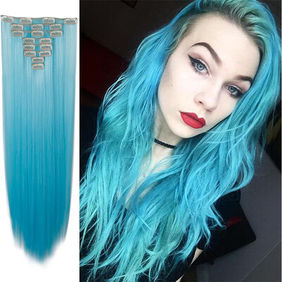 

8 PcsSet Fashion Long Curly Wavy Straight Clip In Hair Extension Sexy Heat Resistant Party Hair Natural Synthetic Hair For Women