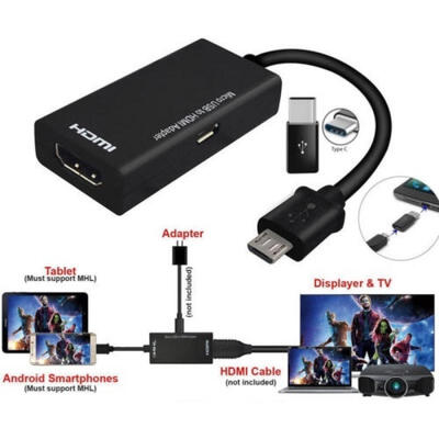 

Micro USB to HDMI Adapter HDTV 1080P HDMI Male To VGA Female Adapter Cable