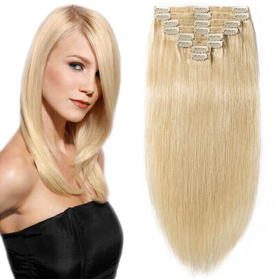 

100 Remy Human Hair Real Thick Women Girls Long Straight Full Head Hair Extension Clip In Hair Extension