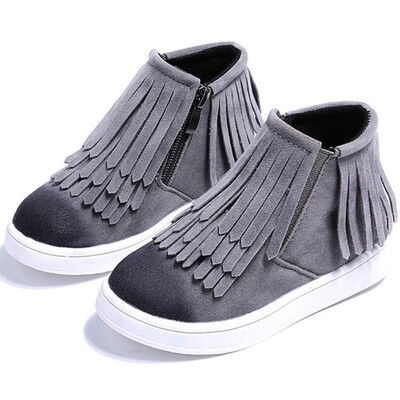 

Fringe Girls Boots Fur Thick Warm Childrens Shoes 2018 New Shoes For Boys Top Quality Baby Cotton Zip Kids Snow Boots Winter
