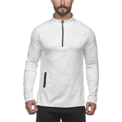 

Mens Tops Round Neck Long Sleeve T-shirt Zipper Pocket Sports Shirts Pullovers
