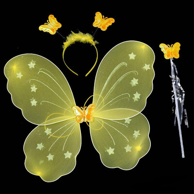

3Pcsset Cosplay Costume Lovely Clothing Princess Kids Girl Butterfly Wing Wand Headband Fairy Christmas Party Dress