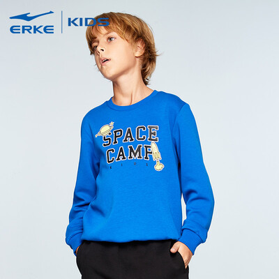 

Hongxing Erke ERKE childrens clothing boy round neck pullover sweater sports shirt wild casual bottoming autumn clothing 6321114035 magic color blue 130