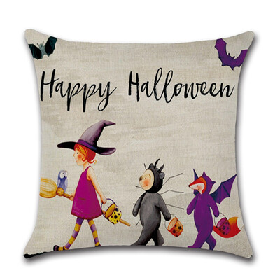 

Halloween Theme Linen Pillow Case Cover Ghost Witch Pumpkin throw pillow case Party Supplies