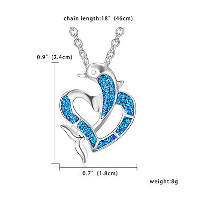 

Fashion Silver Filled Blue Glitter Sea Turtle Pendant Necklace Frog Dolphin for Women Female Animal Wedding Ocean Beach Jewelry