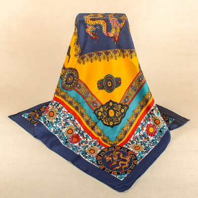 

Simulation silk scarf spot wholesale 90cm satin large square scarf Yiwu scarf factory direct sales special gift