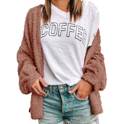

Toponeto Women Casual Long Sleeve Solid Warm Wool Openning Front Cardigan Coat Outwear