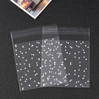 

100PcsPack White Wave Point Frosted Self-Adhesive Bag Plastic Christmas Gift Bag Transparent Candy Packaging Bag