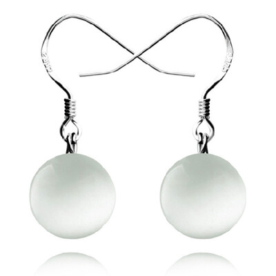

White Opal Stone Hanging Drop Earrings For Women Vintage Fashion Jewelry Valentines Day Gift WHC45