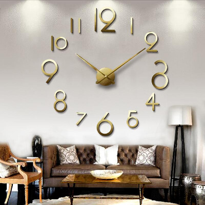 

3D DIY Acrylic Mirror Wall Clock with Quartz Movement Living Room Bedroom Wall Decals Stickers Decoration--Black