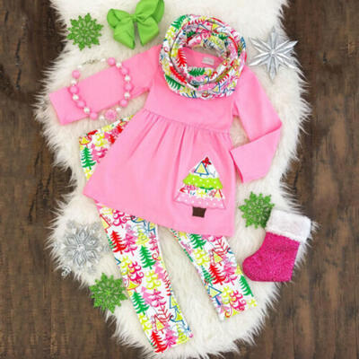 

Christmas Tree Kids Baby Girls Clothes Outfits T-shirt Top DressPants Leggings