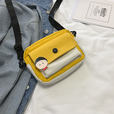 

Fashion temperament color crossbody bag chic casual wild shoulder bag female 2019 new cartoon cute canvas bag