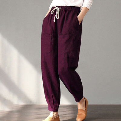 

Tailored Women Sexy Fashion Pants Solid High Waist Pants Pockets Casual Beach Pants