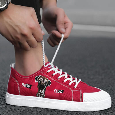 

Summer old Beijing cloth shoes mens casual shoes fashion trend young students canvas mens shoes breathable mesh red